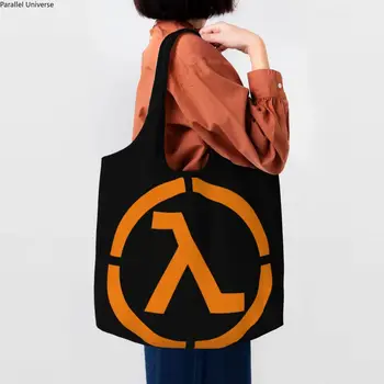 Горячая видеоигра Half Life с логотипом Lambda, сумка для покупок, женская милая холщовая сумка для покупок, сумки большой емкости, сумочка