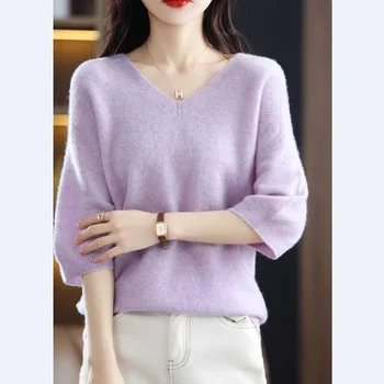 2022 темпераментный и элегантный женский универсальный свитер из чистой шерсти ранней весны, линия одежды, дышащая бесшовная технология