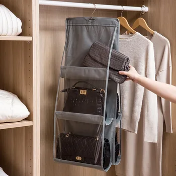 Для гардероба Сумка для хранения в шкафу Подвесная сумка Прозрачная дверца органайзера с вешалкой Настенная Прозрачная сумка для обуви