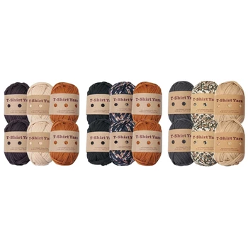 Пряжа для вязания футболок своими руками, разноцветные тканевые полоски для ручного вязания и организации дома (6 рулонов / комплект)