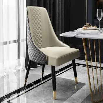 Скандинавское кожаное кресло со спинкой, стулья для столовой, Дизайн кресла для отдыха, современная мобильная роскошная мебель, Гламурные Мягкие домашние стулья