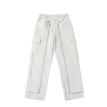 Многослойные поддельные двухсекционные съемные брюки на молнии в мужском тренде, брюки свободного кроя оверсайз, однотонные повседневные брюки