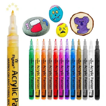 Акриловые ручки для рисования 12 цветов, водонепроницаемая акриловая машинка для школьного художественного проекта