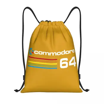 Изготовленные на заказ сумки на шнурках Commodore 64 для тренировок, рюкзаки для йоги, женские мужские C64 Amiga, компьютерные спортивные сумки для тренажерного зала