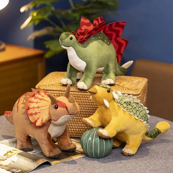 Имитационная Кукла Динозавра Реалистичный Трицератопс Анкилозавр Стегозавр Змеевидная Плюшевая Игрушка Уникальный Подарок для Тематической Вечеринки с Динозаврами