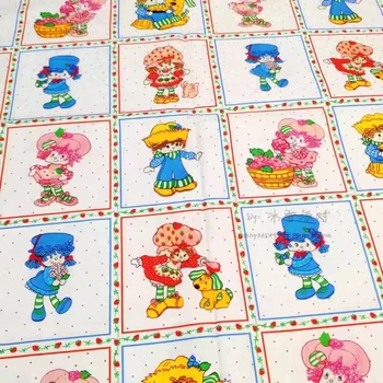 1 Ярд 100% хлопчатобумажной ткани с рисунком клубнички для девочек, домашний текстиль, чехлы для подушек, Рукоделие своими руками