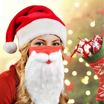 Забавное Рождественское украшение 3D Маска с Бородой Санта-Клауса Рождественская Маска с Бородой Праздничная Странная Маска с Белой Бородой Косплей Подарки для вечеринок