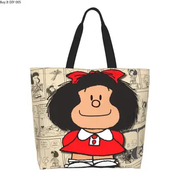 Сумки для покупок Mafalda Manga, холщовая сумка для покупок с принтом Каваи, большая вместительная прочная сумка с героями мультфильмов Quino.
