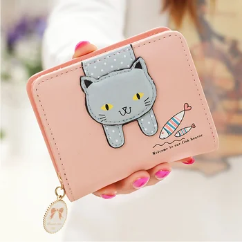 Женская сумочка с милым котом, маленькая сумочка для девочек на молнии, модный женский кошелек для монет из искусственной кожи, женский кошелек для карточек, кошелек для карт