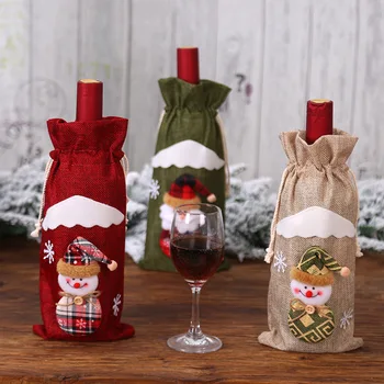 Сумка для бутылок из-под шампанского, Рождественское украшение для дома, сумки для бутылок из-под вина, подарочные подставки для шампанского, декор Рождественского стола
