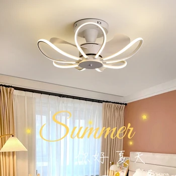 Потолочные вентиляторы в спальне, светильник с дистанционным управлением и регулируемой яркостью, современный светодиодный подвесной светильник, идеально подходящий для домашнего декора, люстры, вентилятор, светильник