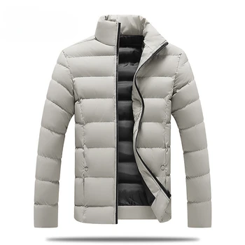 Зимняя мужская модная одежда 2023 года, пуховики, мужские утепленные пальто со стоячим воротником, мужские однотонные пальто с хлопковой подкладкой I348