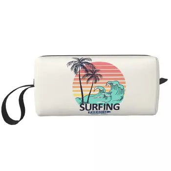 Kawaii Summer Surfing Дорожная сумка для туалетных принадлежностей Женская Пляжная Косметичка для серфинга на берегу моря Косметичка для хранения косметики Dopp Kit
