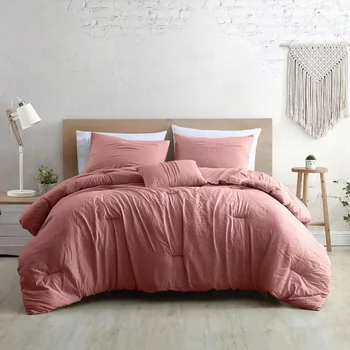 Комплект постиранного одеяла Modern Threads Beck из 4 предметов, темно-розовый, Full / Queen