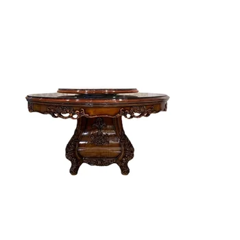 Круглый обеденный стол и вращающийся стул из цельного дерева роскошная вилла ресторан роскошная мебель для обеденного стола из стекла в стиле ретро