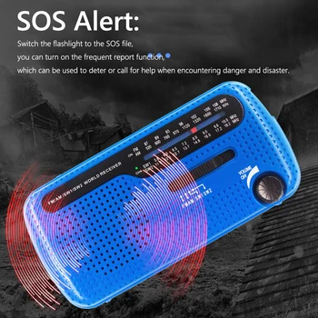 Солнечное ручное радио 1200mAh USB портативное наружное аварийное радио SOS-сигнализация
