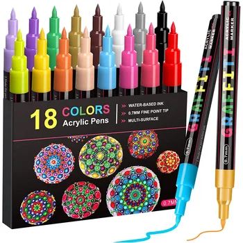 Акриловые ручки для рисования 18 цветов Акриловые маркеры для рисования, фломастеры, ручки для рисования, ручки для поделок, водонепроницаемая краска, художественный маркер