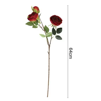 Искусственные розы для домашнего декора, декоративные розы многоразового использования, яркий букет роз из искусственного шелка для свадебного цветочного декора, 3 головки