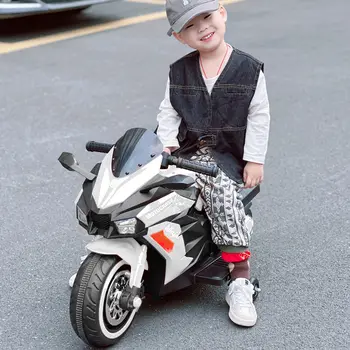 Мотоцикл с батареей 12 В, 2-колесный мотоцикл, Детская Перезаряжаемая езда на электромобилях, Мотоциклах-Белый