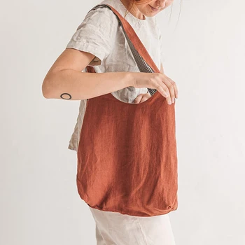 Модная льняная сумка для покупок большой емкости из эко-ткани многоразового использования для женщин и мужчин Повседневная Простая сумка для хранения Подарков