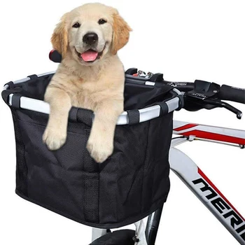 Передняя корзина велосипеда Оксфордский велосипед Сумка для переноски маленькой домашней собаки 2в1 Съемная Трубка велосипедного руля MTB Подвесная Складная сумка для багажа
