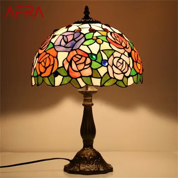 Настольная лампа AFRA Tiffany для спальни со светодиодной подсветкой в виде современного креативного цветка для дома