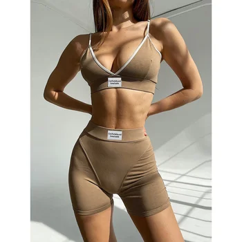 Gymdolphins 2023 Новый женский однотонный костюм для йоги, нижнее белье и облегающие шорты, спортивные комплекты из двух предметов для фитнеса для женщин
