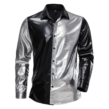 Брендовая одежда 2023, мужская весенняя высококачественная рубашка с длинными рукавами и ярким лицом / Мужская приталенная модная повседневная рубашка S-2XL