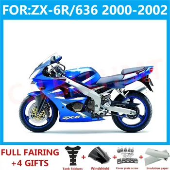 Мотоцикл Литья под давлением Комплект обтекателей подходит для Ninja ZX-6R ZX6R zx 6r 636 2000 2001 2002 кузов полный комплект обтекателей синий