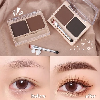 2-цветная палитра пудры для бровей Makeup Black Brown EyeBrow Enhancer Профессиональная водостойкая косметическая палитра теней для век с кисточкой
