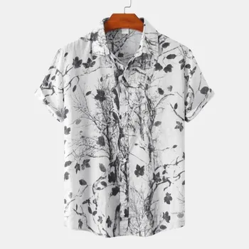Гавайская мужская рубашка Harajuku с короткими рукавами, пляжный стиль, дышащая 3D печать, настраиваемая, оверсайз