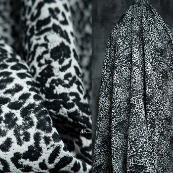 Жаккардовая ткань, Черная Белая Двусторонняя сумка с леопардовым принтом, куртка, Модная дизайнерская ткань, Одежда для шитья своими руками, полиэфирный материал