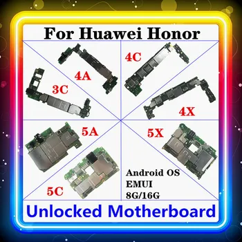 для Huawei Honor 3C, 4A, 4C, 4X, 5A, 5C, 5X Материнская плата 16G/8G Оригинальная Основная плата EMUI Android OS Чистая Замененная Протестированная Полная Микросхема