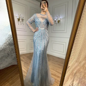 Блестящие Вечерние платья с блестками для женщин 2023 Mermaid Dubai Роскошное Бисероплетение С поясом Вечерние платья для выпускного вечера Robe De Soiree