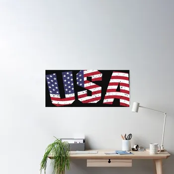 Винтажный Флаг США 4 Июля Плакат Декор Современная Настенная Печать Комната Домашнее Искусство Настенное Украшение Забавная Картина Без Рамки