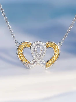 Милое женское ожерелье с подвеской в виде сердца Большой любви Золотого, серебряного цвета, ожерелье со стразами для женщин, свадебное ожерелье из белого хрусталя