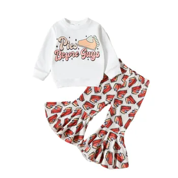 Топы и штаны с мультяшным принтом для маленьких девочек Babu, комплект одежды из 2 предметов, комплект детской одежды, подарочный набор