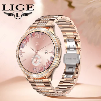 Женские смарт-часы LIGE с диагональю 1,32 дюйма, голосовой ассистент Bluetooth, искусственный интеллект, женские часы, монитор состояния циферблата на заказ, умные часы
