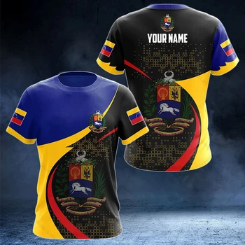 Пользовательское название, графические спортивные футболки с эмблемой Венесуэлы, летняя повседневная уличная одежда, мужская мода, Джерси, свободные футболки оверсайз