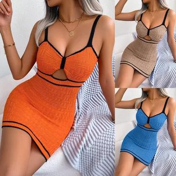 Новое поступление 2023 года, летняя сексуальная трикотажная юбка с запахом для бедер, праздничное платье-комбинация