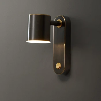 Настенный светильник из скандинавской латуни с выключателем, прикроватная лампа для спальни, современный минималистичный Роскошный Светодиодный настенный светильник для дома, гостиной