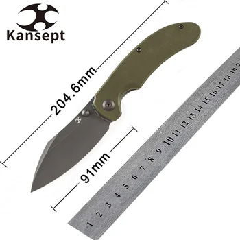 Складной нож Kansept Knives Nesstreet T1039A3 с Серым покрытием TiCN и облицовкой камнем 154 см с керамбитом OliveGreen G10 для EDC