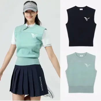 Корейская одежда для гольфа Женский Новый Корейский вязаный свитер Повседневная Спортивная рубашка с круглым вырезом и майкой
