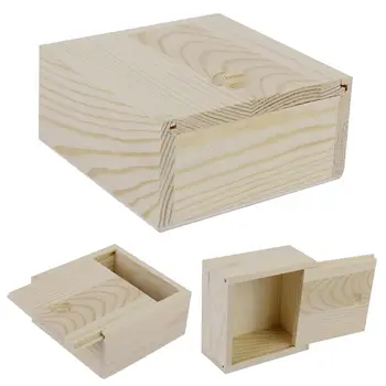 Деревянный ящик для хранения квадратной формы с раздвижной крышкой, деревянная коробка для мыла ручной работы, держатель для карточек, контейнер для бус, футляр-органайзер для ювелирных изделий