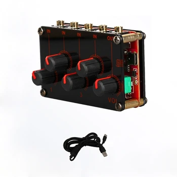 4-канальный линейный микшер, портативная консоль для микширования аналогового звука, стереомикшер высочайшего качества звука, питание от USB 5 В